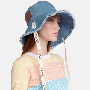 NWT LOEWE Frayed Denim Bucket Hat sz. 57